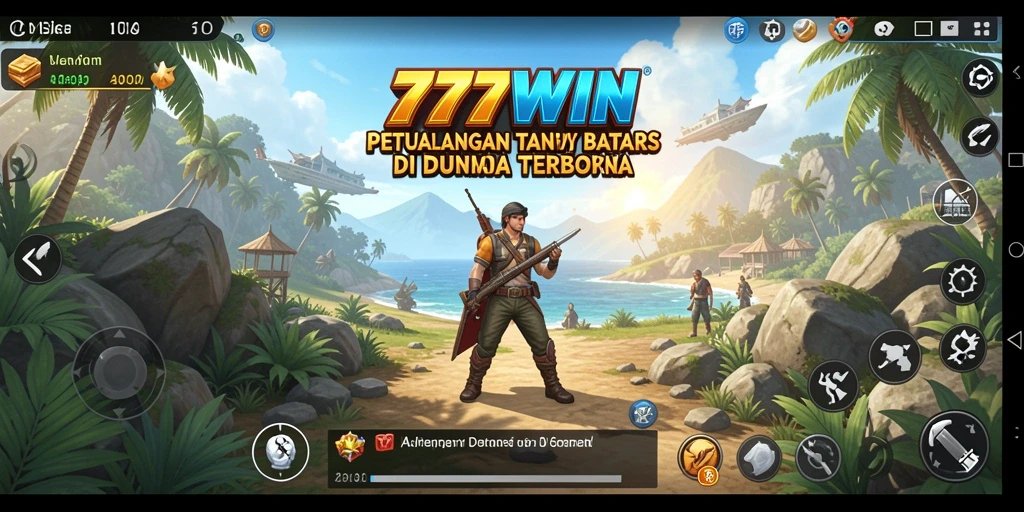 Screenshot gameplay 777WIN dengan pemandangan menakjubkan di dunia terbuka.