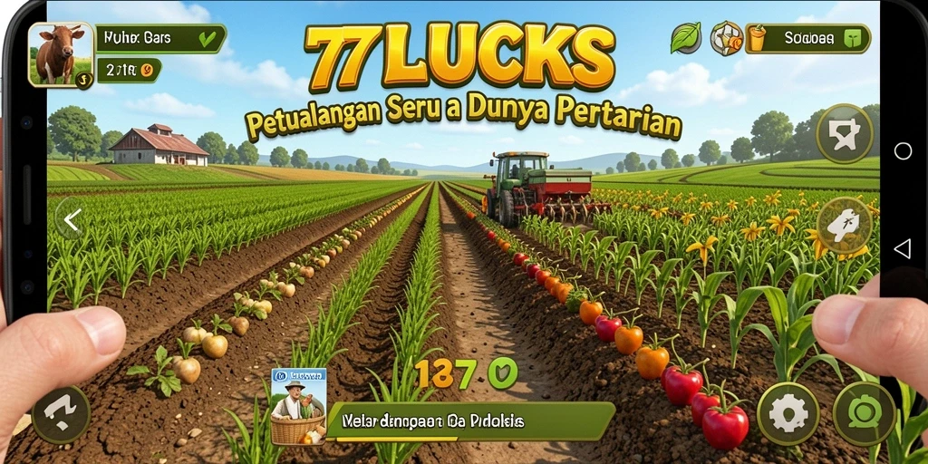 Tampilan gameplay seru dalam dunia pertanian di 77LUCKS.