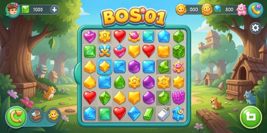 Tampilan gameplay yang menarik dan penuh warna dari BOS01.