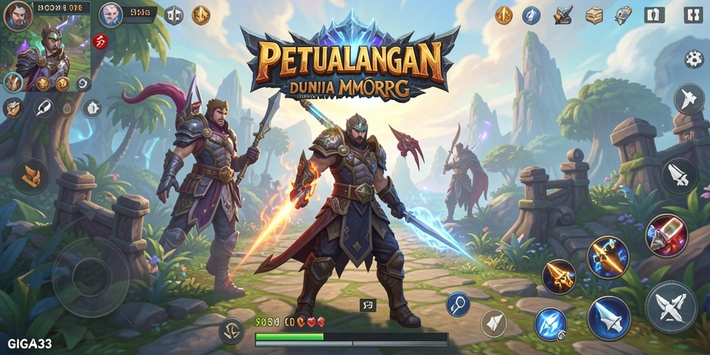 Tampilan gameplay GIGA33 dengan pertempuran epik dan dunia yang menakjubkan.