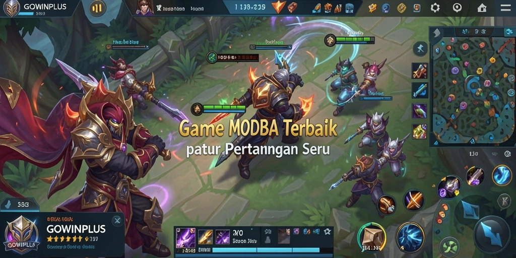 Tangkapan layar gameplay GOWINPLUS dengan pertarungan seru antara tim.