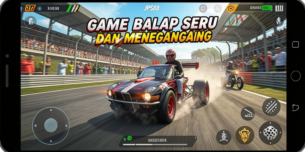 Tangkapan layar gameplay JPS88 menampilkan aksi balap yang mendebarkan.