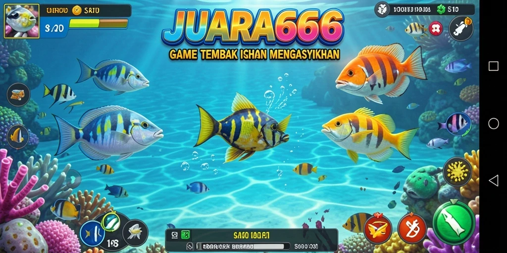Tampilan gameplay JUARA666 dengan aksi tembak ikan yang menegangkan.
