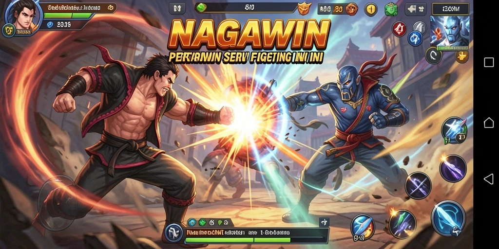 Tampilan gameplay pertarungan NAGAWIN yang intens dan mendebarkan.