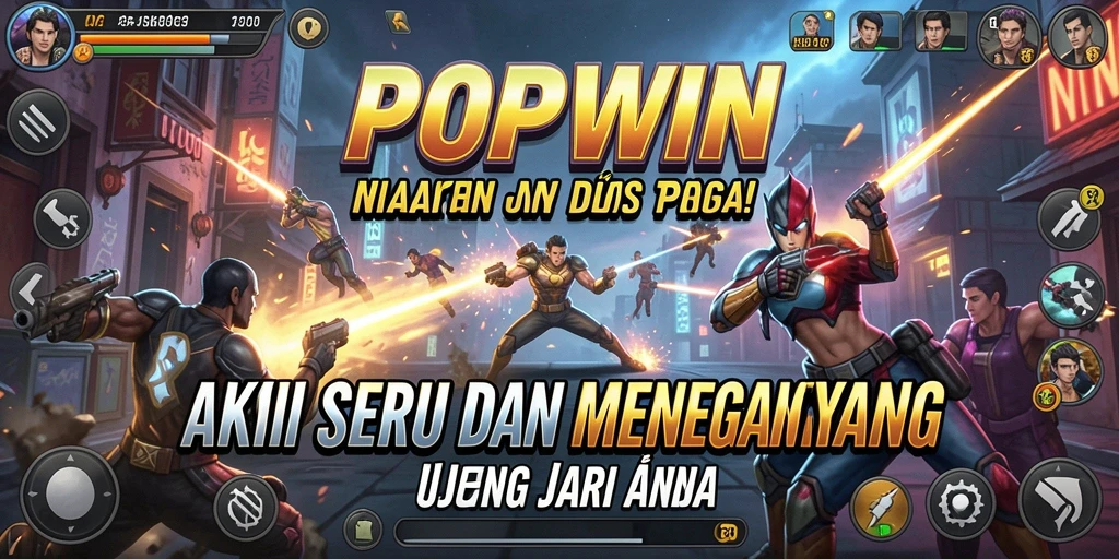 Tangkapan layar utama menunjukkan aksi seru dalam gameplay POPWIN.