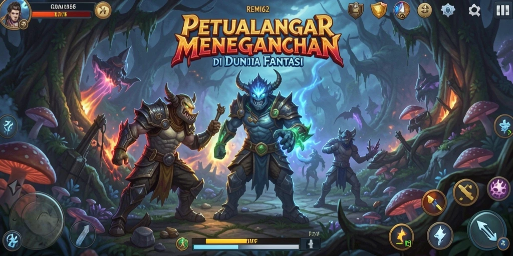 Tangkapan layar REMI62 menampilkan aksi seru dalam menjelajahi dunia fantasi.