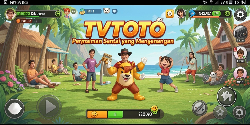 Tampilan gameplay seru dari TVTOTO dengan karakter lucu.