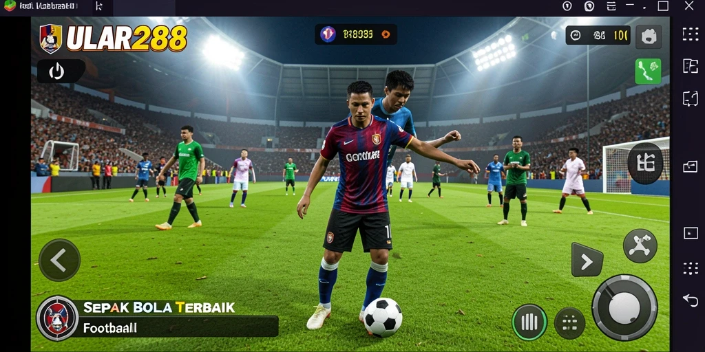 Tangkapan layar gameplay ULAR288 menunjukkan aksi mendebarkan di lapangan sepak bola.