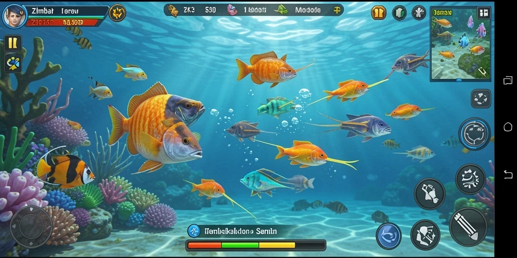 Tampilan gameplay ZK3 yang menarik dan seru saat menembak ikan.